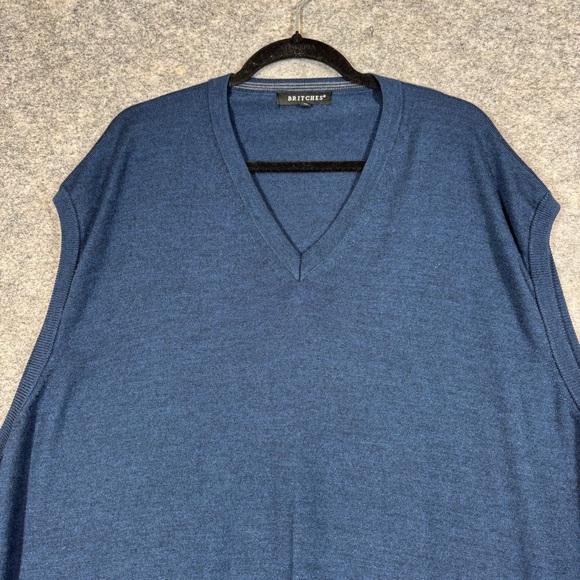 Britches Navy Blue Sweater Vest 5X Merino Wool Blend Classic Pullover Layering - Picture 3 of 13
